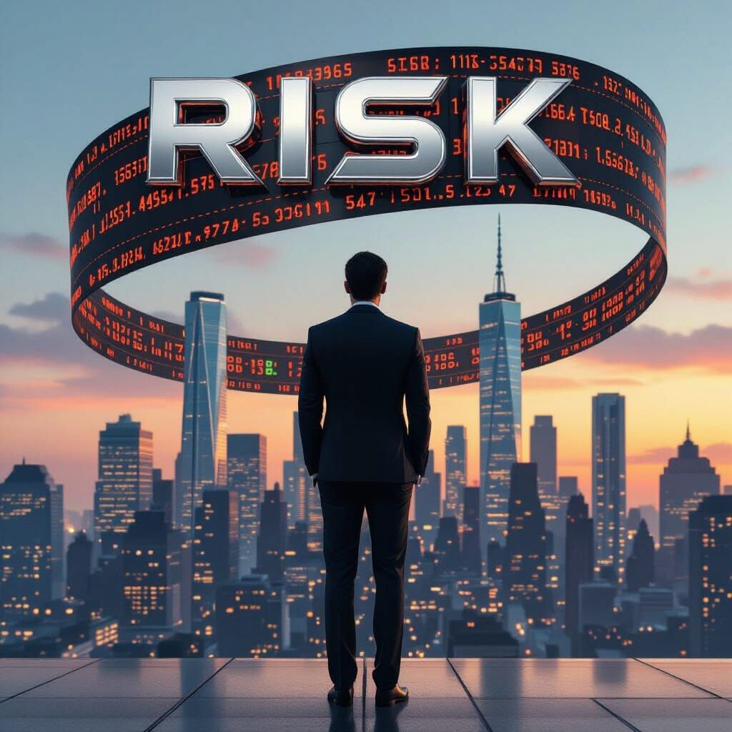 Financial Risk Cityscape in Matte Painting Style