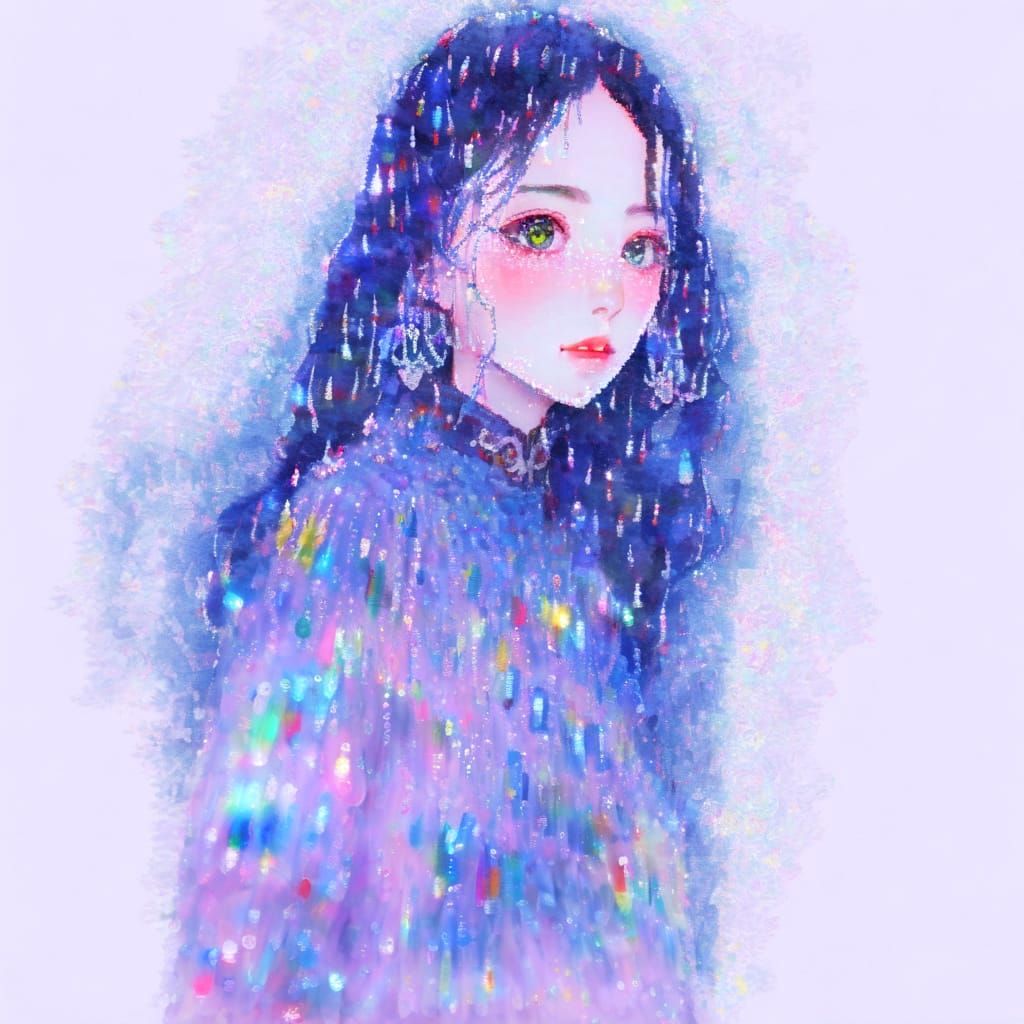 Digital Impressionism Portrait with Anime Jelly Eyes