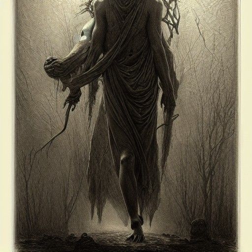 Horror Candle in Dark, Hyperdetailed Charcoal Drawing