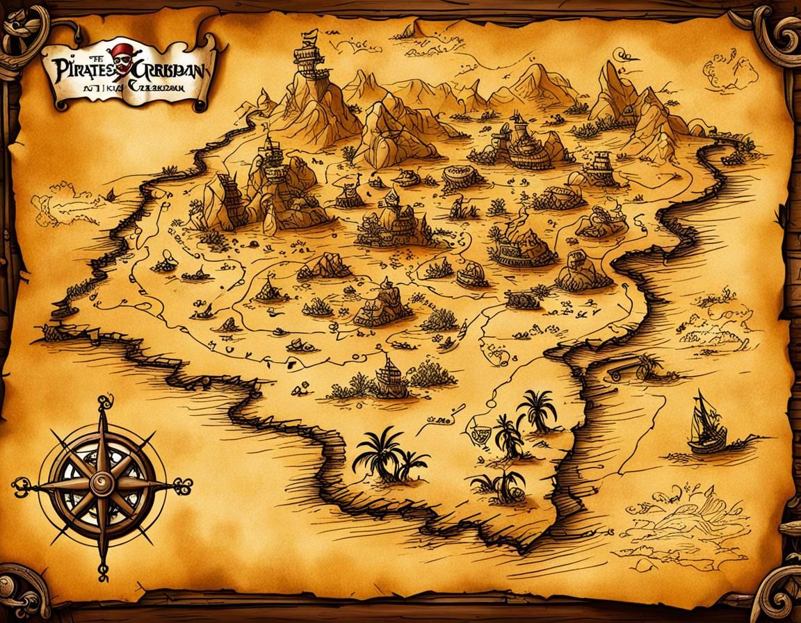 Pirates of the Caribbean Style Treasure Map