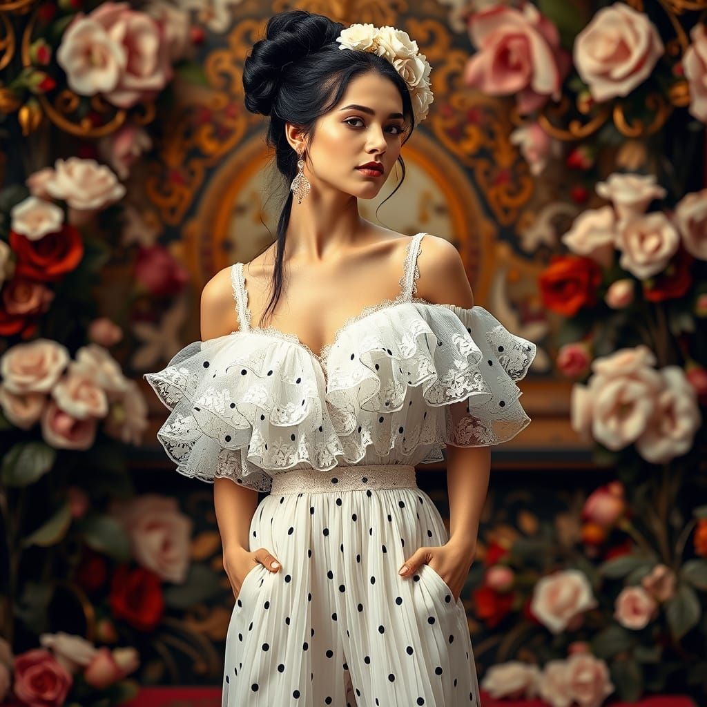 Haute Couture Model in Art Nouveau Style