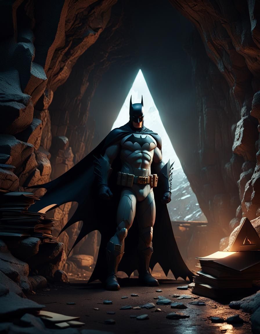 Batman in Mysterious Cave: Dark Fantasy Concept Art