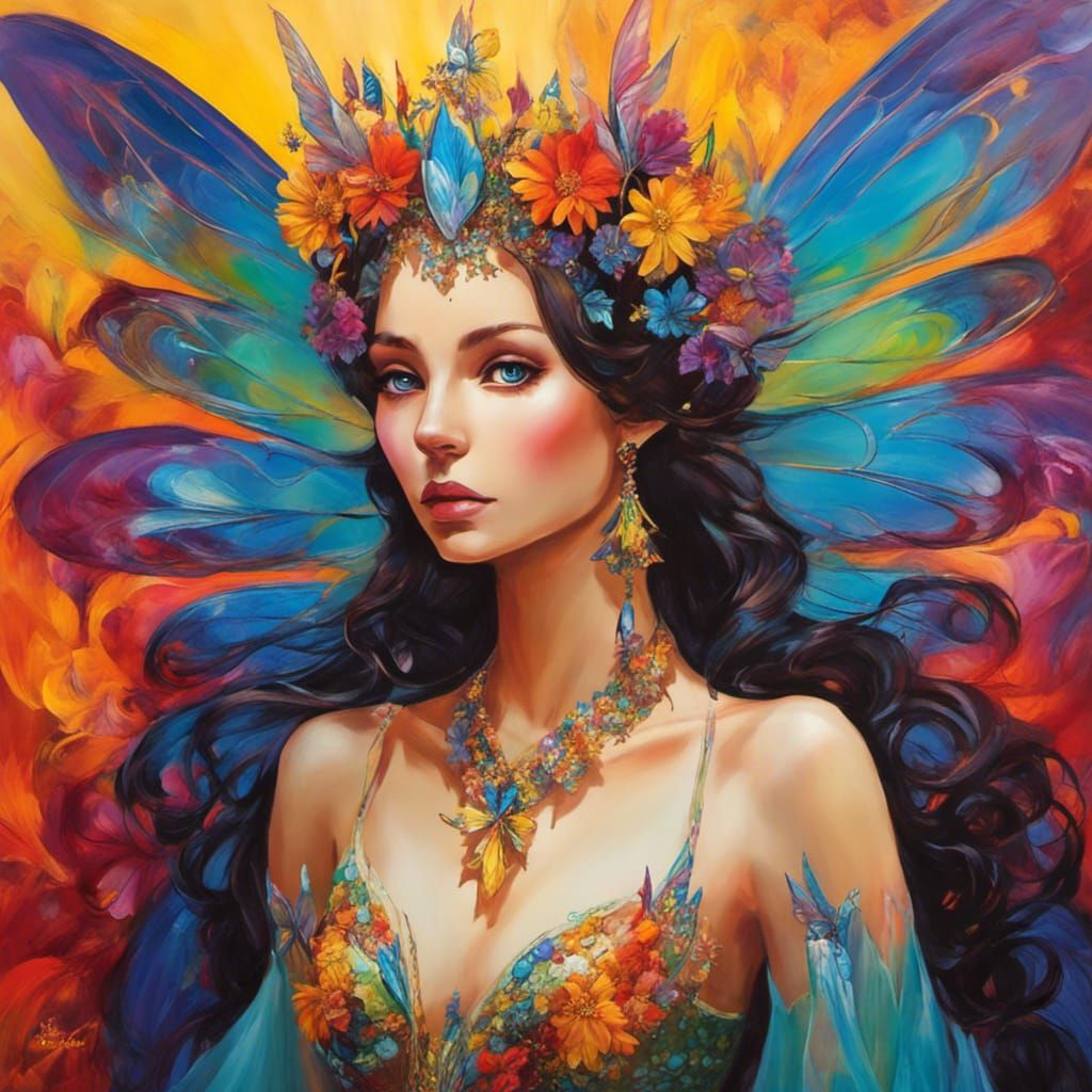 Fairy Queen Portrait with Perfect Wings in 3D