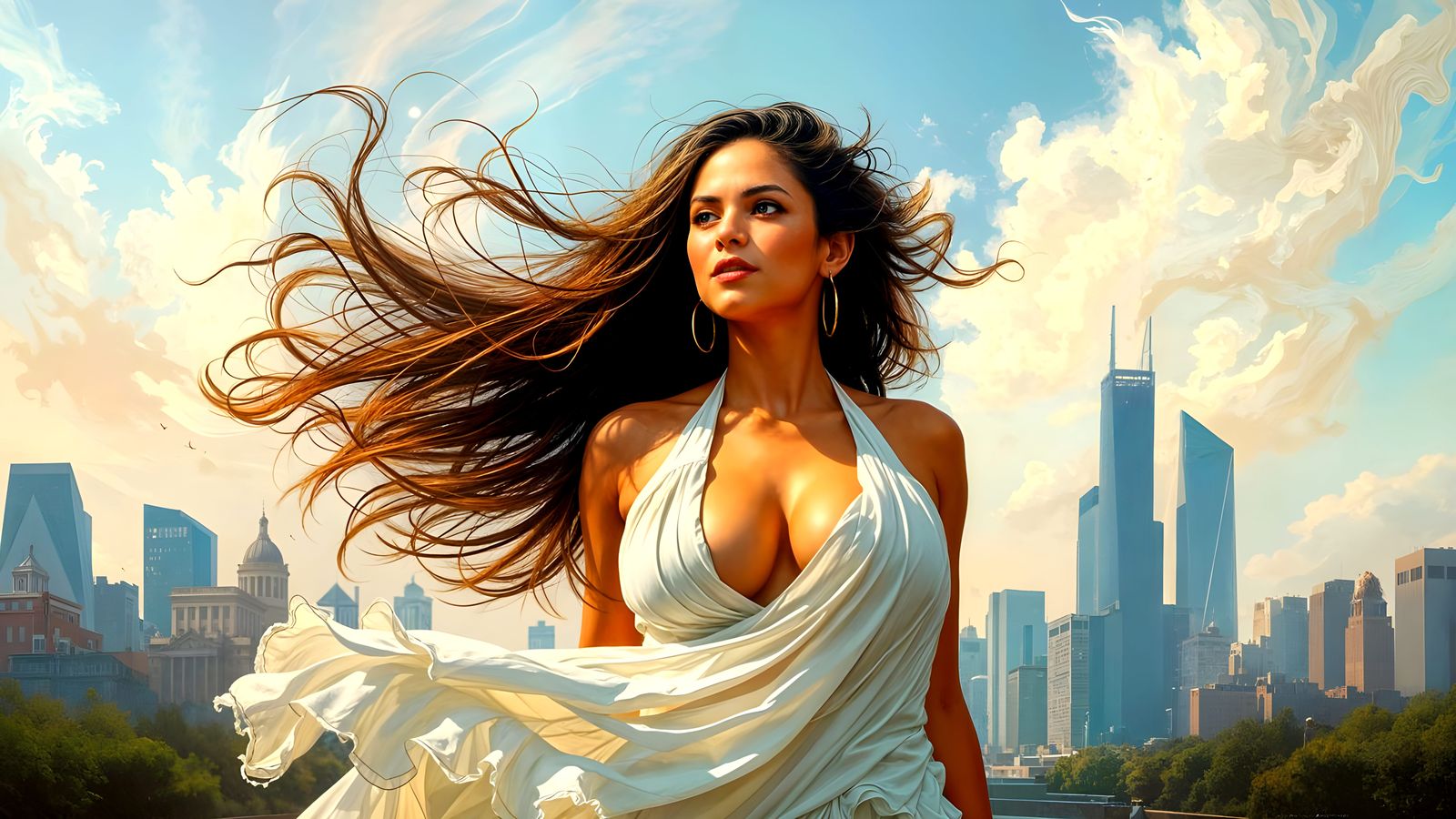 Ethereal Shakira oil painting in cinematic style