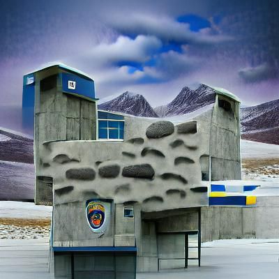 Concrete Police Station in Frozen Tundra