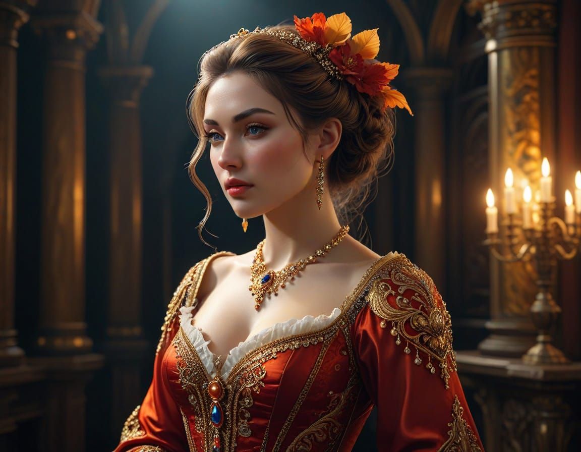 Baroque Fantasy Portrait of a Venetian Goddess