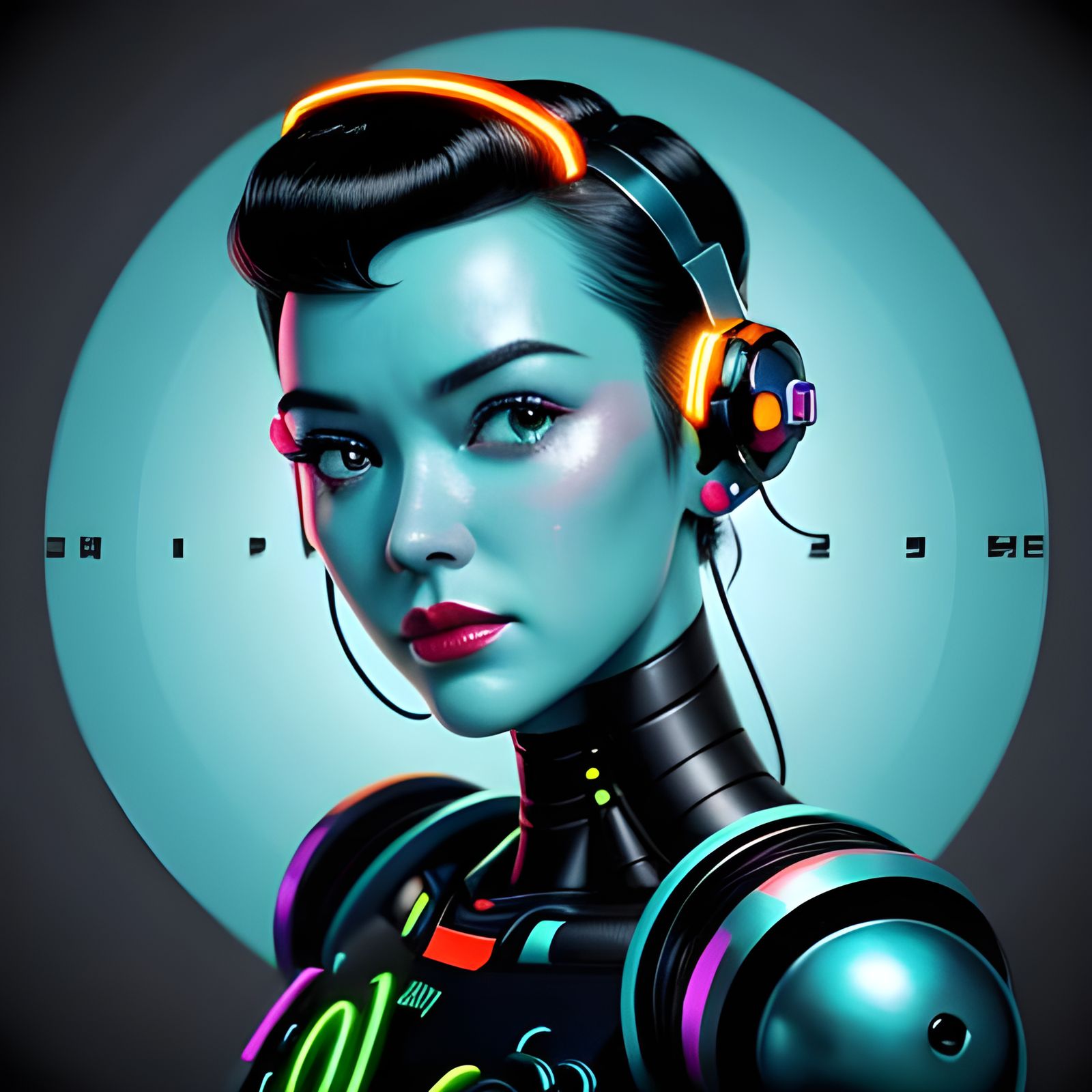 Retro Robot Housewife in Hyperrealistic Style