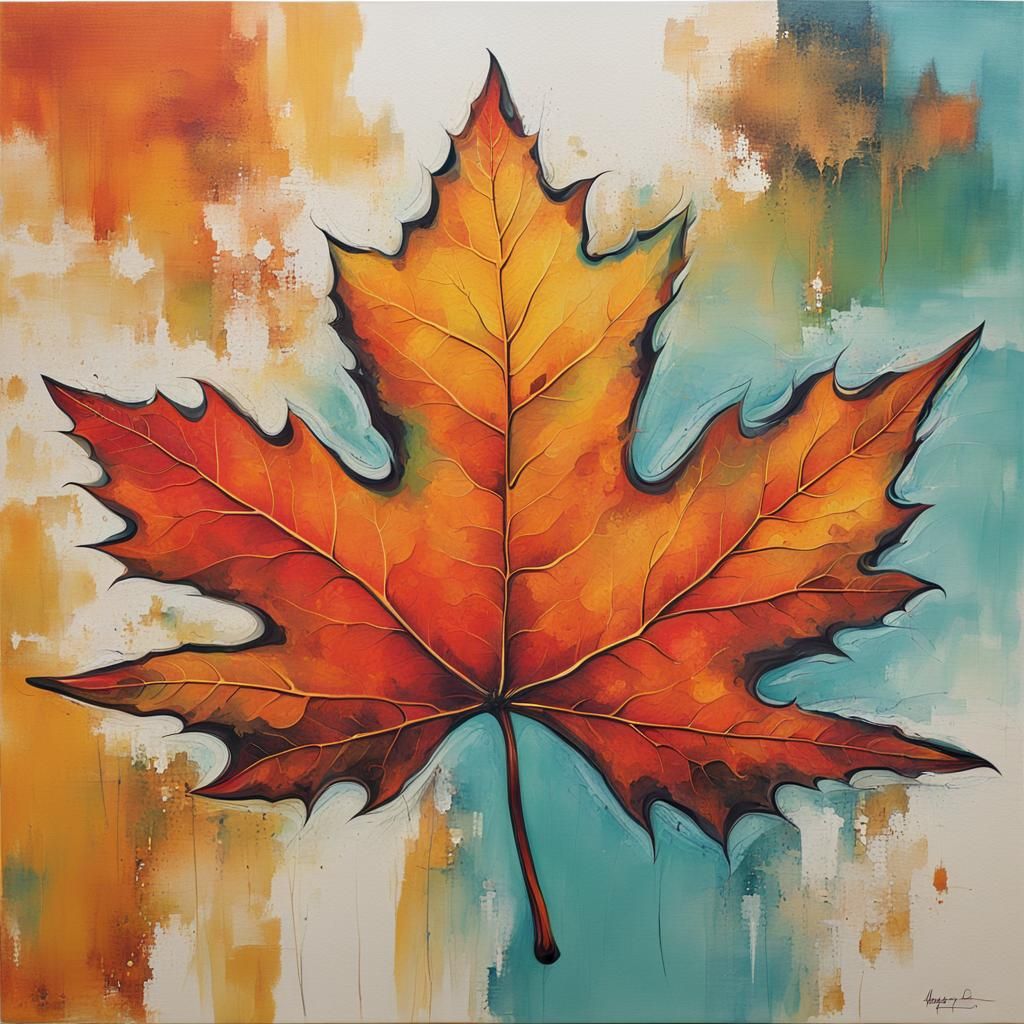 Abstract Maple Leaf with Complementary Colors