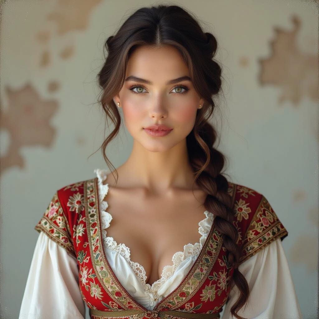 Cinematic Film Still of Athletic Woman in Russian Attire