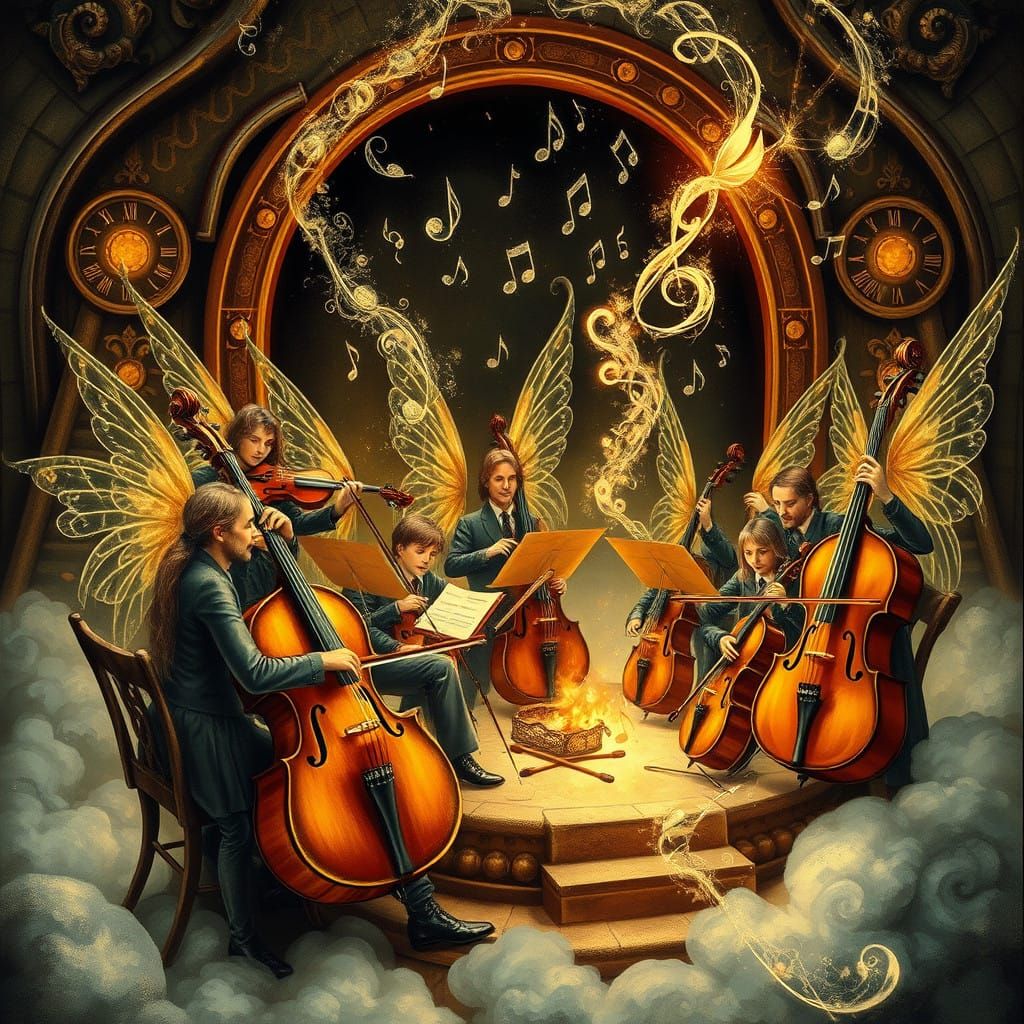 Fairy Musicians in Steampunk Harmony