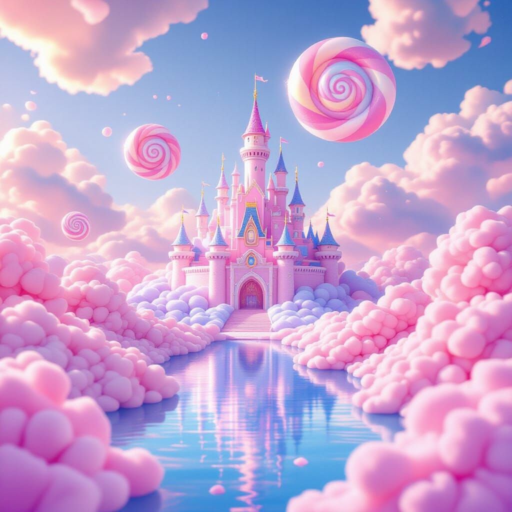Cotton Candy Castle in Pastel Dreamscape