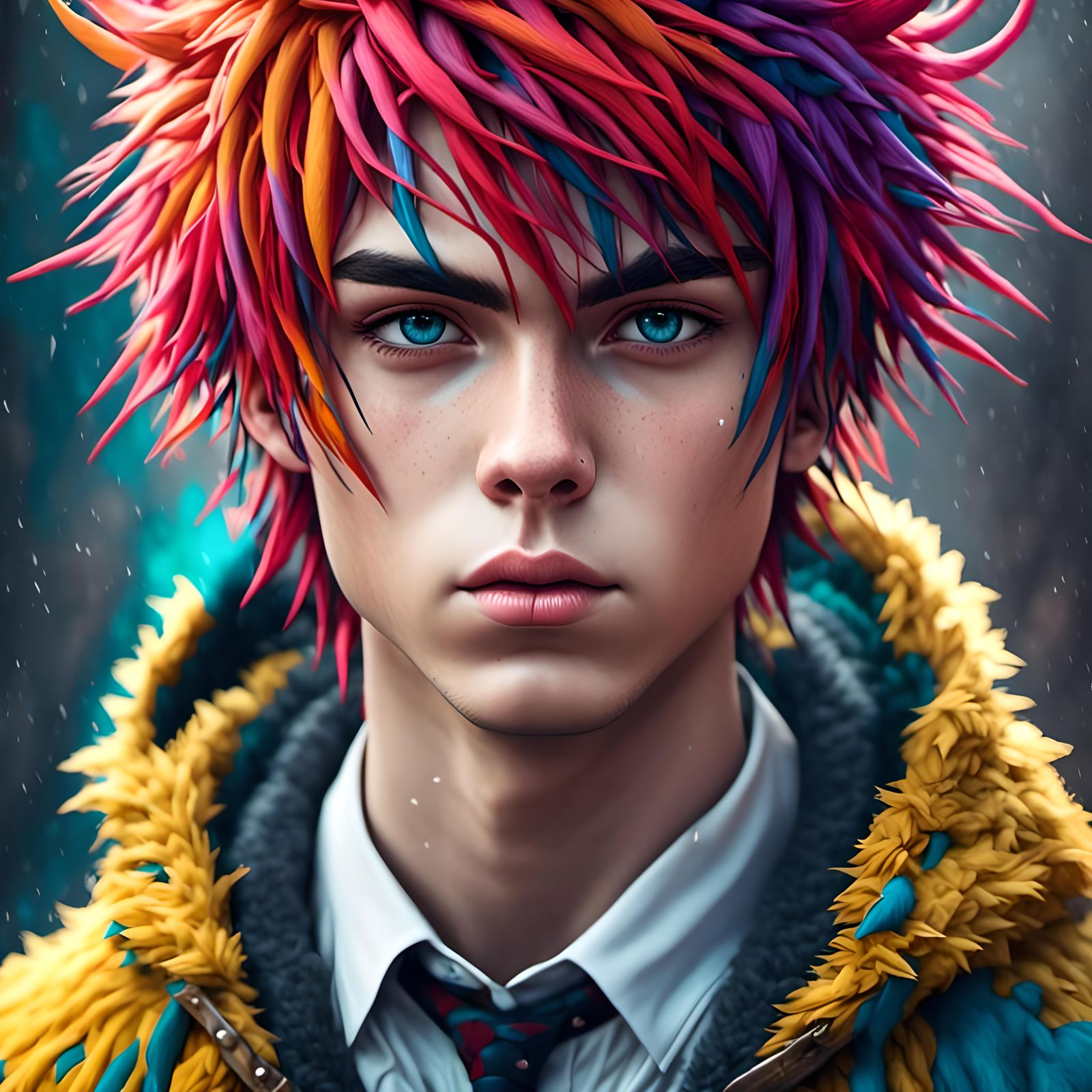 Epic Anime Portrait with Wild Things Color Splash