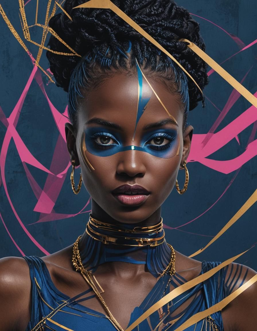 African Woman Dancing: Digital Pop Art Portrait