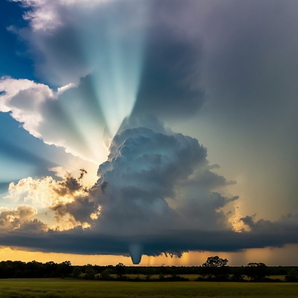 Aerial View of a Tornadic Supercell Thunderstorm