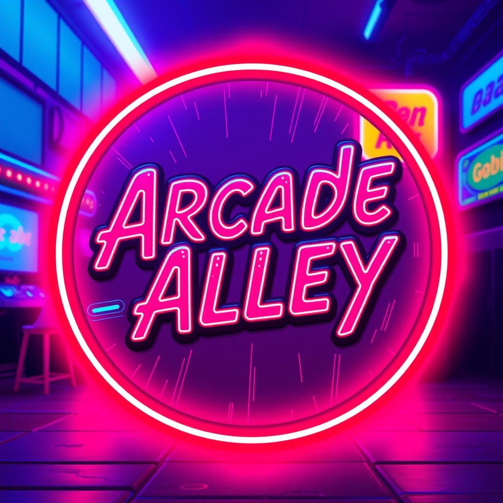 Arcade Alley Glitch Logo in Cartoon Style