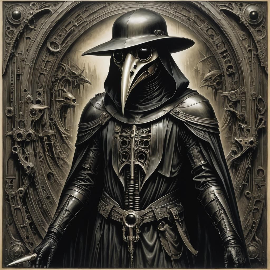 Plague Doctor in Giger Biomechanical Style