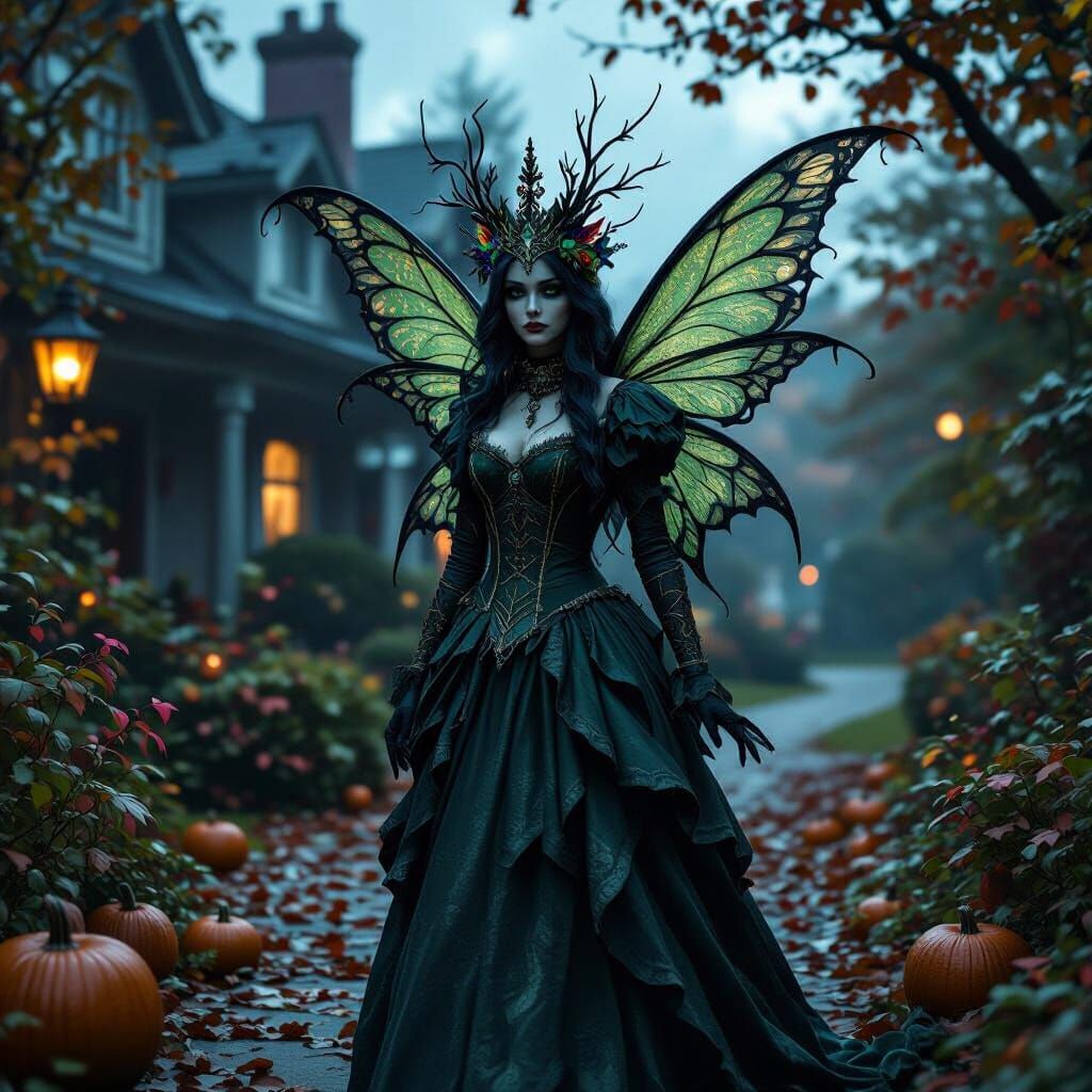 Faerie Queen Arrives Late to Suburban Halloween Party