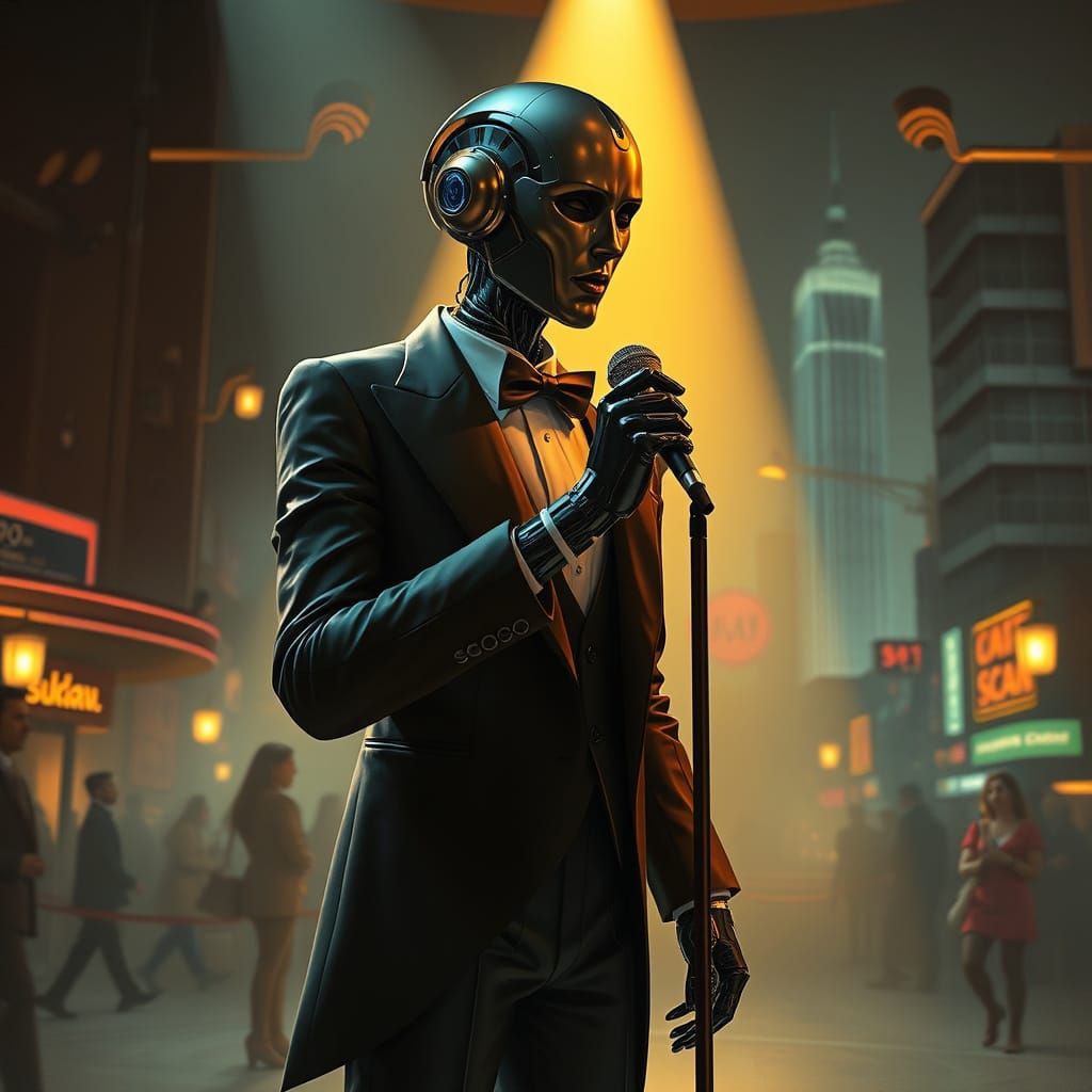 Android Croons with Smooth, Velvety Vocals in Smoky Nightclu...