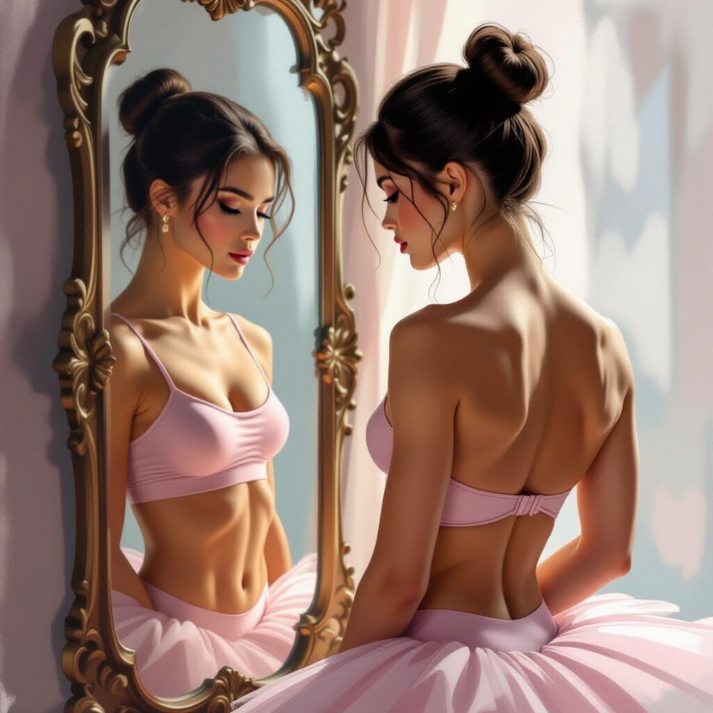 Athletic Ballet Dancer's Melancholy Reflection