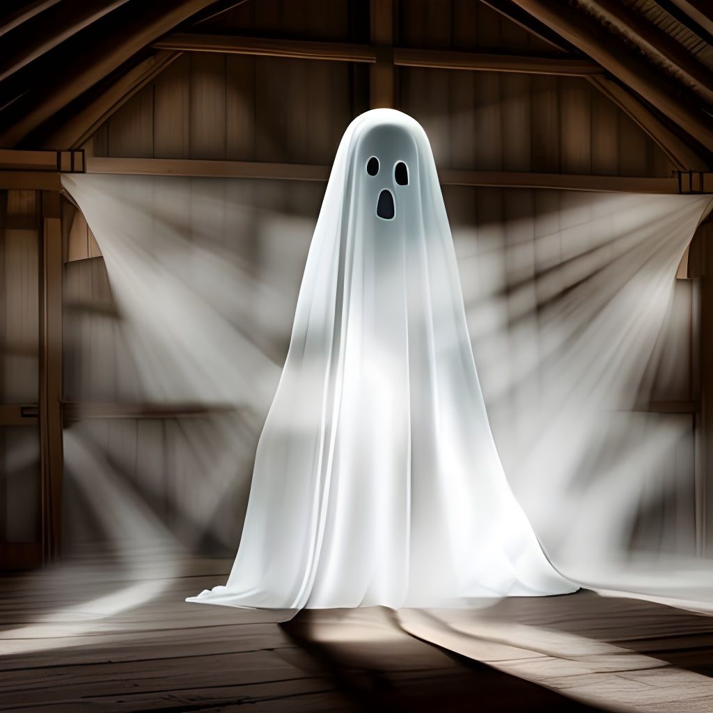 Ghostly Figure in Old Barn