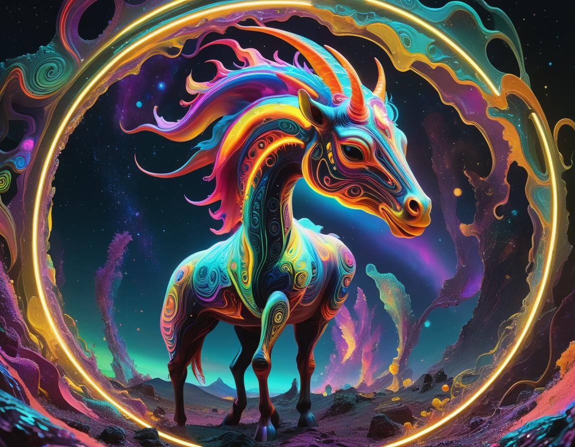 Surreal Bioluminescent Alien Landscape in Klimt Style