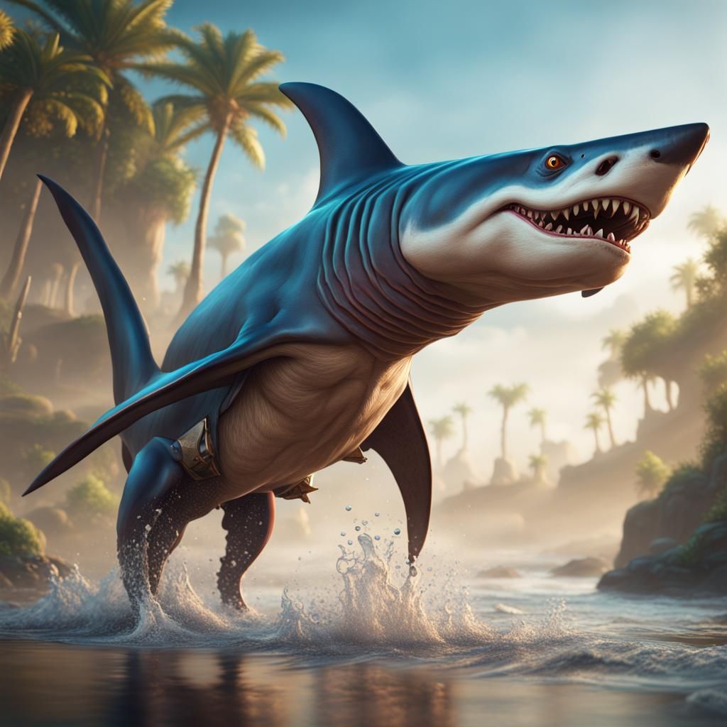 Fantastical Hammerhead Shark Dog Concept Art