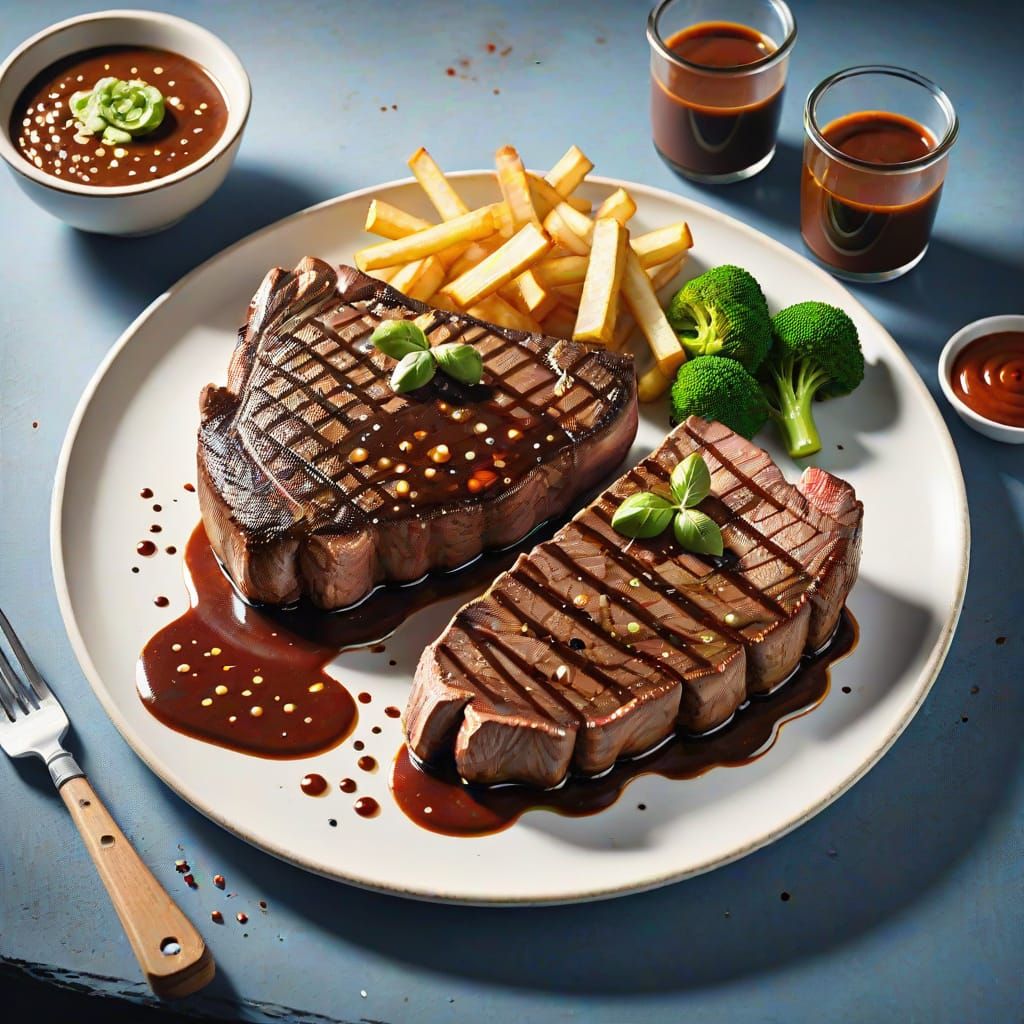 T-Bone Steak with Potatoes and Vegetables