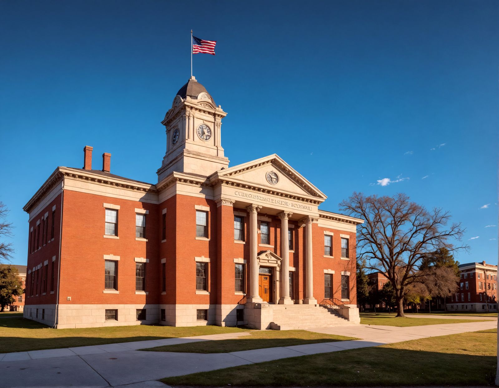 Hyperrealistic Courthouse in Small Town, Cinematic HDR