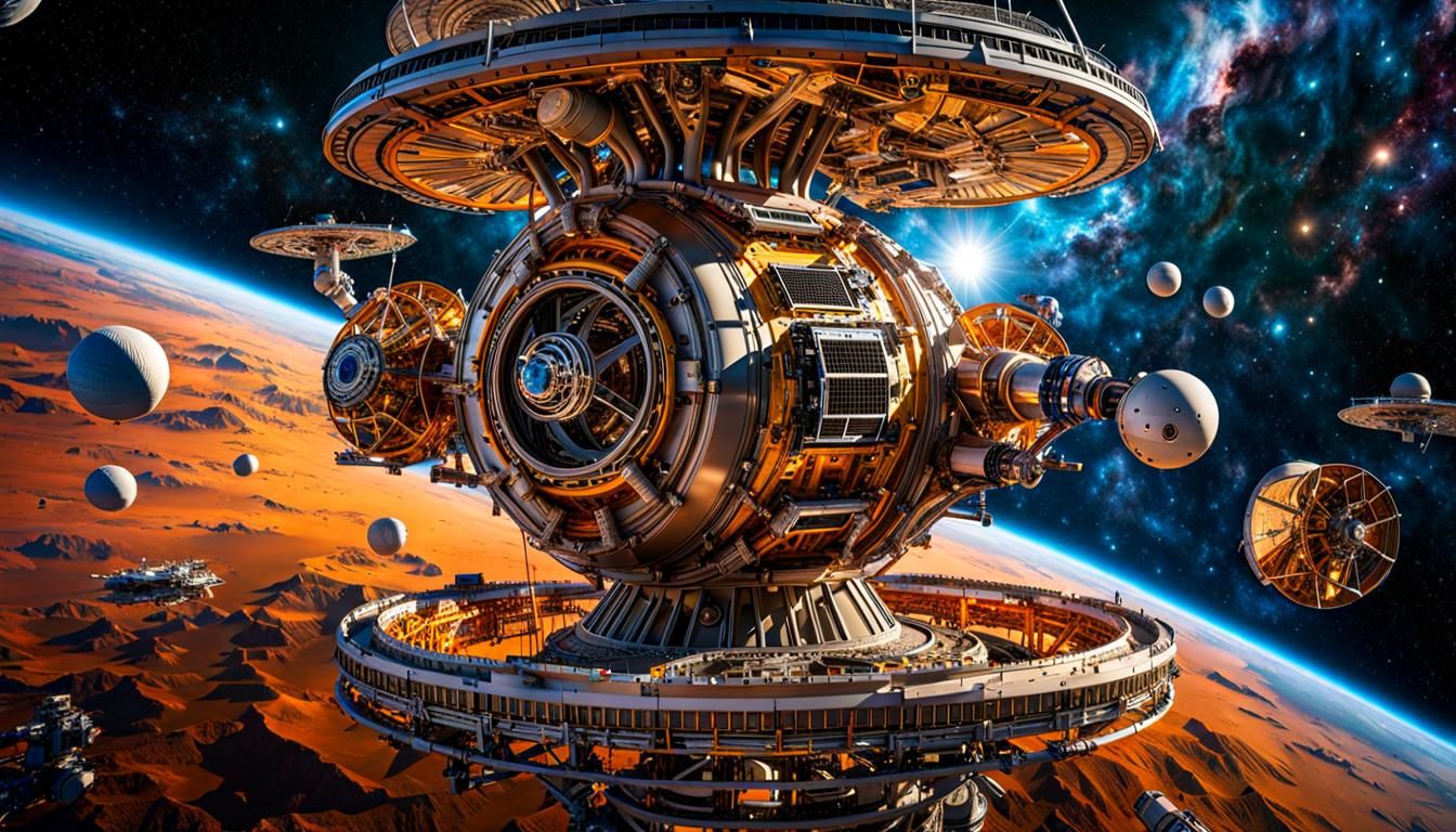 Space Maestro Orbiting Station in Photorealistic Style