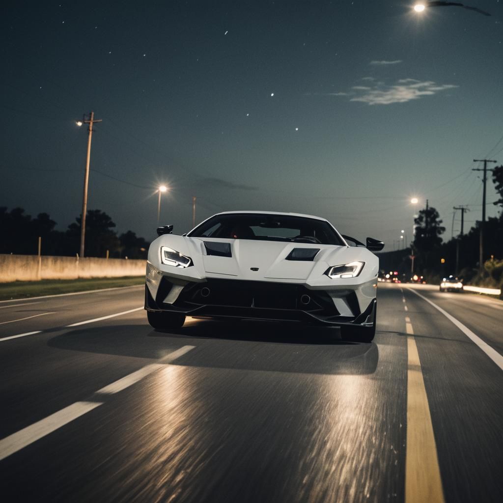 Supercar at Night: Cinematic Film Still