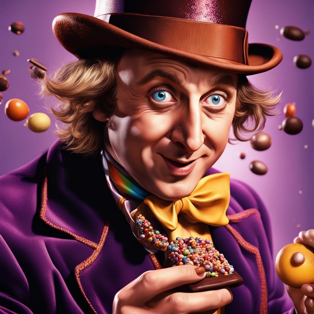 Willy Wonka's Chocolate Creation in Splash Art Style