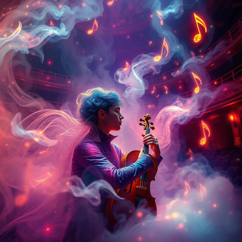 Ethereal Musician's Dreamlike Concert in Unreal Engine