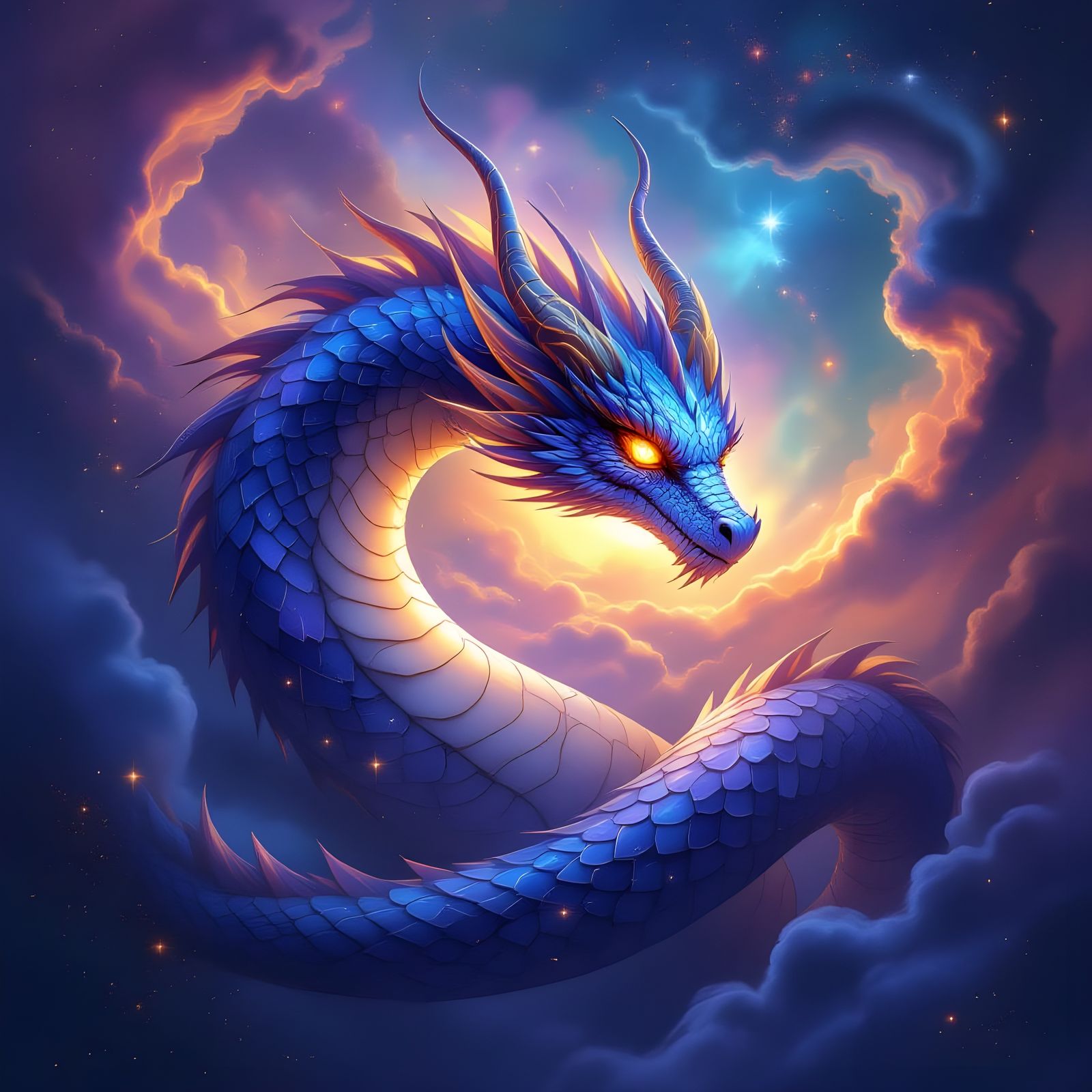 Ethereal Astral Dragon Guarding Nebula