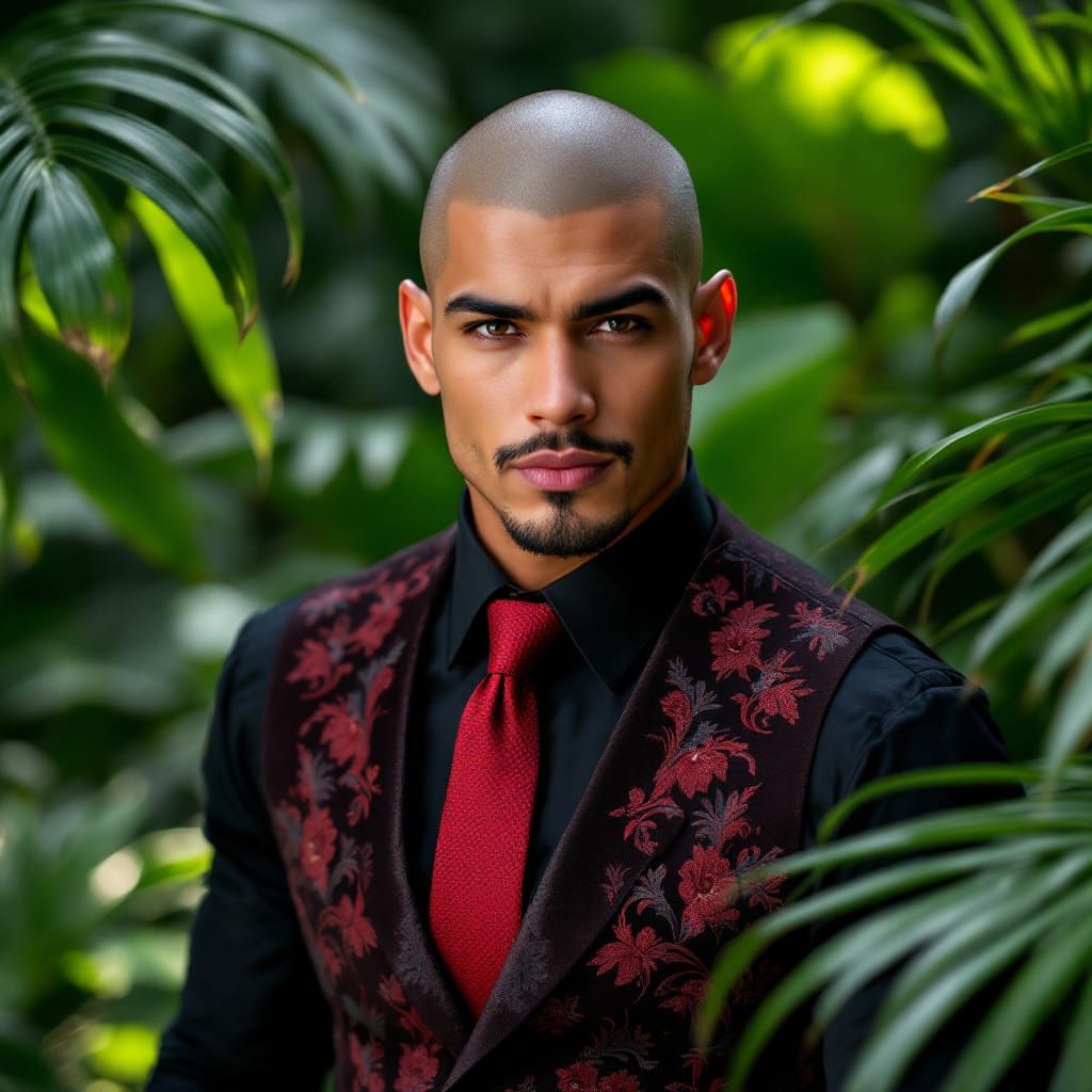 Handsome Man in Jewel-Toned Vest with Impish Smile