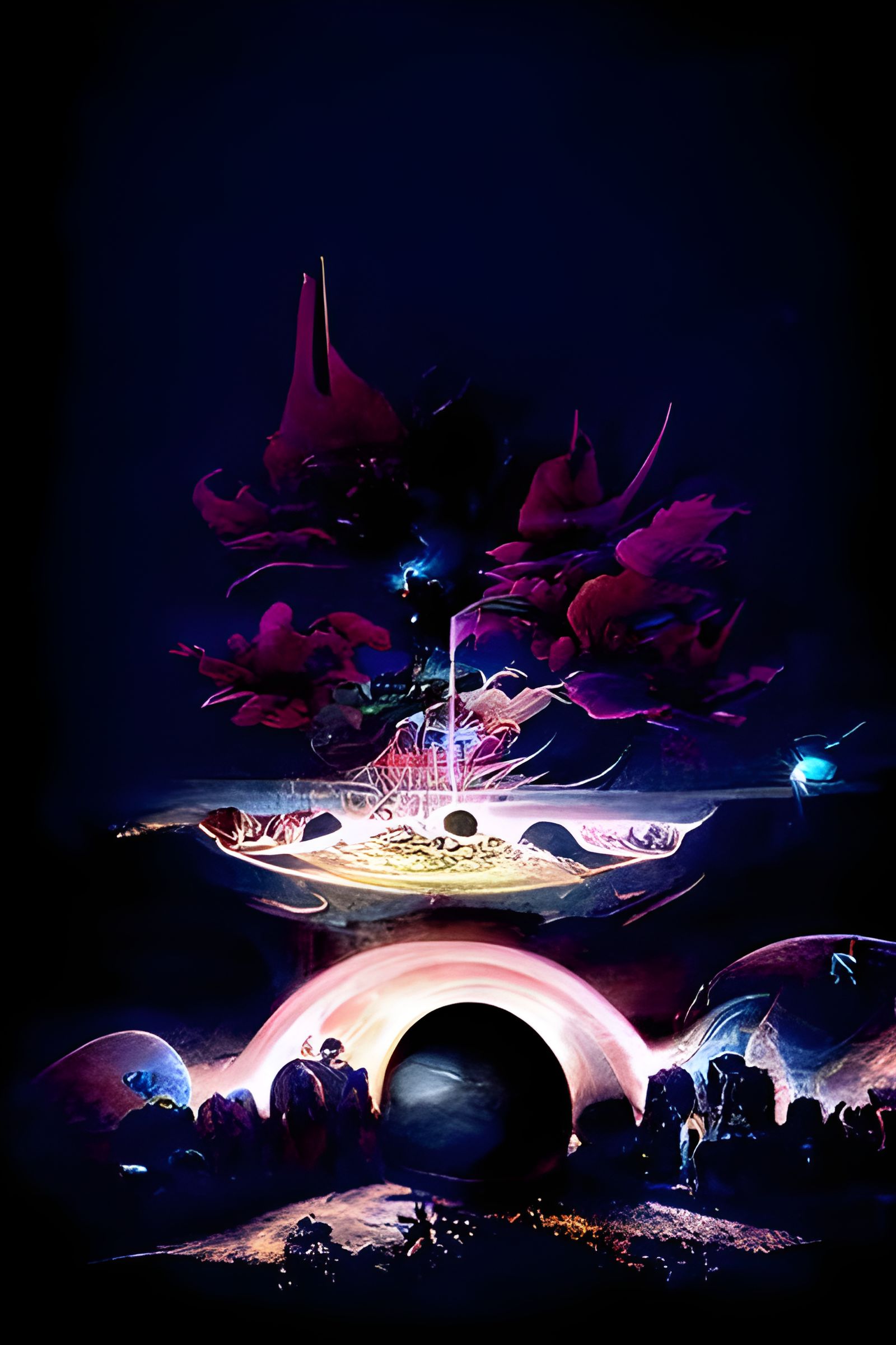 Fantasy Dreamscape with Blackhole Portal in Kinetic Pointill...
