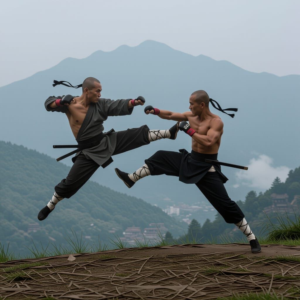 Shaolin Masters in Fierce Mountain Combat