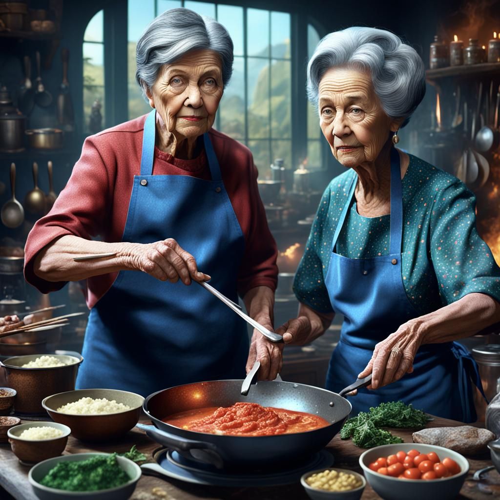 Cooking Lesson in Detailed Fantasy Painting Style