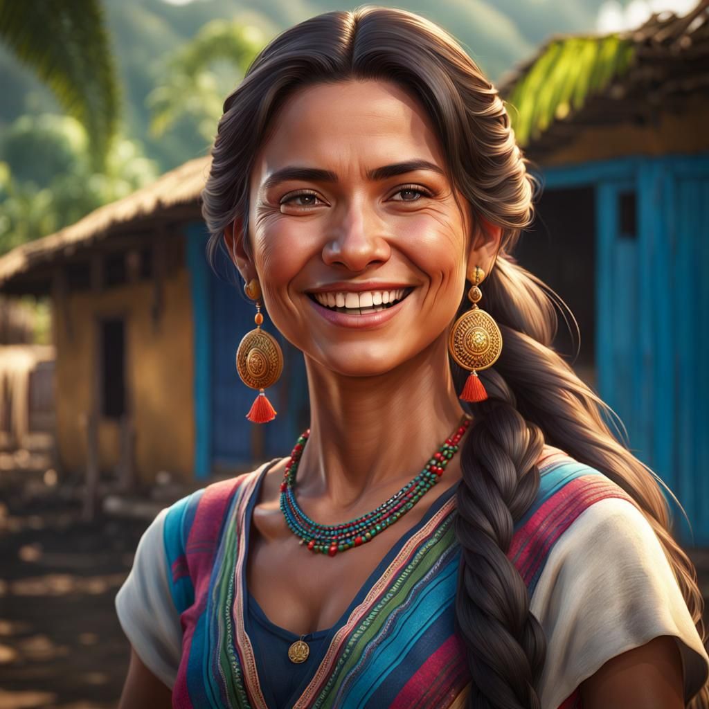 Smiling El Salvadorean Woman Portrait in Village