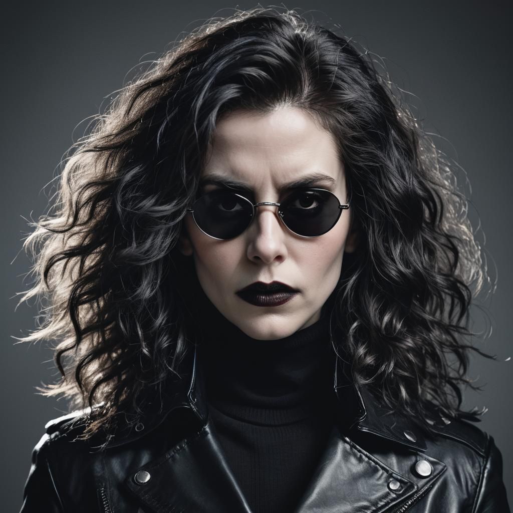 High-Contrast Portrait of a Goth Vampire Woman