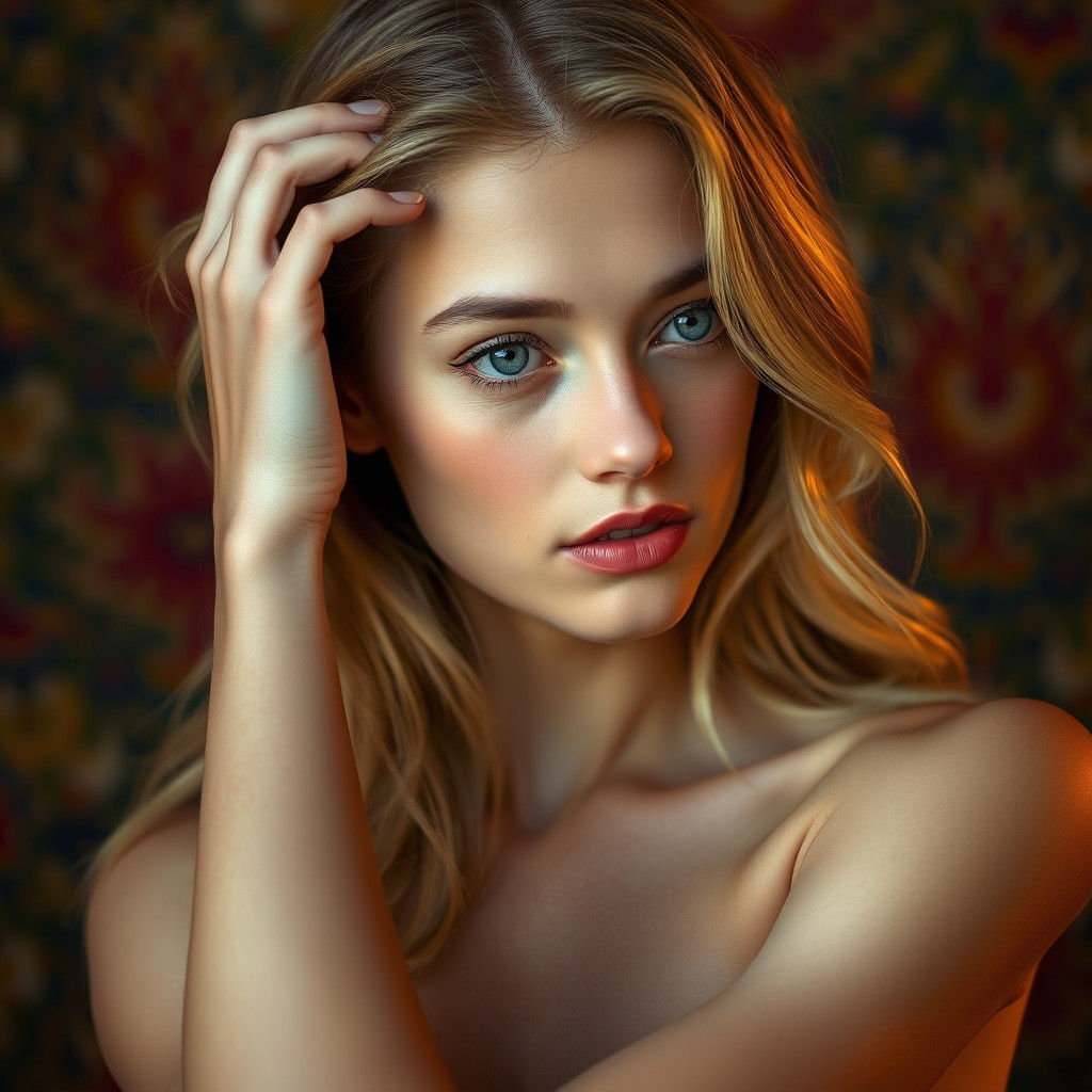 Contemplative Woman Portrait in Hyperrealistic Style