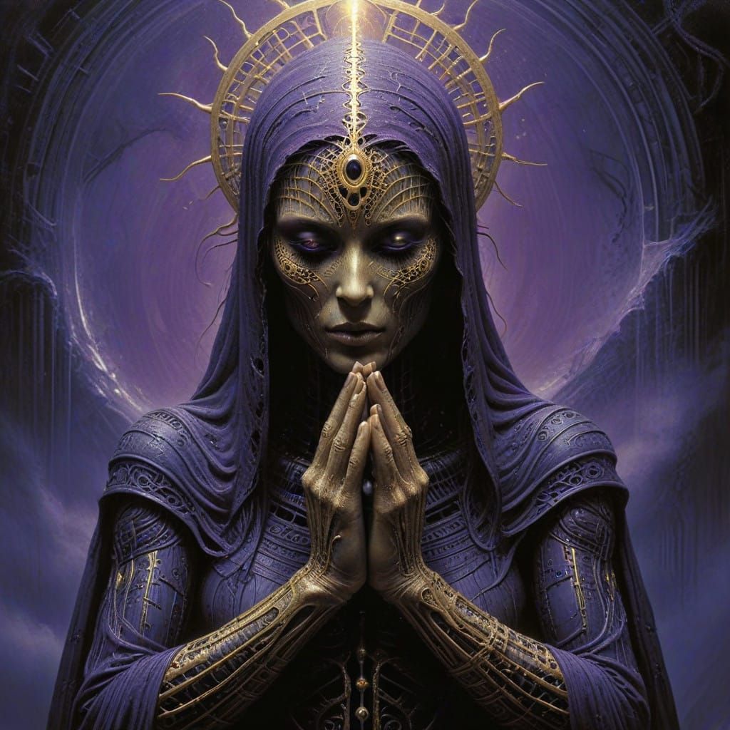 Dark Mystic Hypnotist in Biomechanical Dreamscape