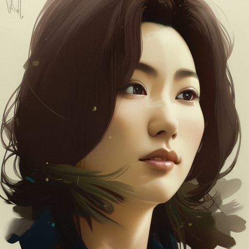 Miki Matsubara Portrait in Art Nouveau Style