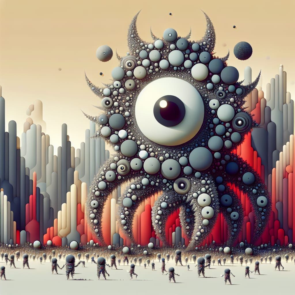 Surreal Circle Entity in Geometric Landscape