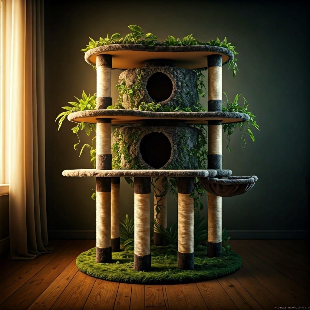 Magnificent Cat Tree in Golden Cinematic Light