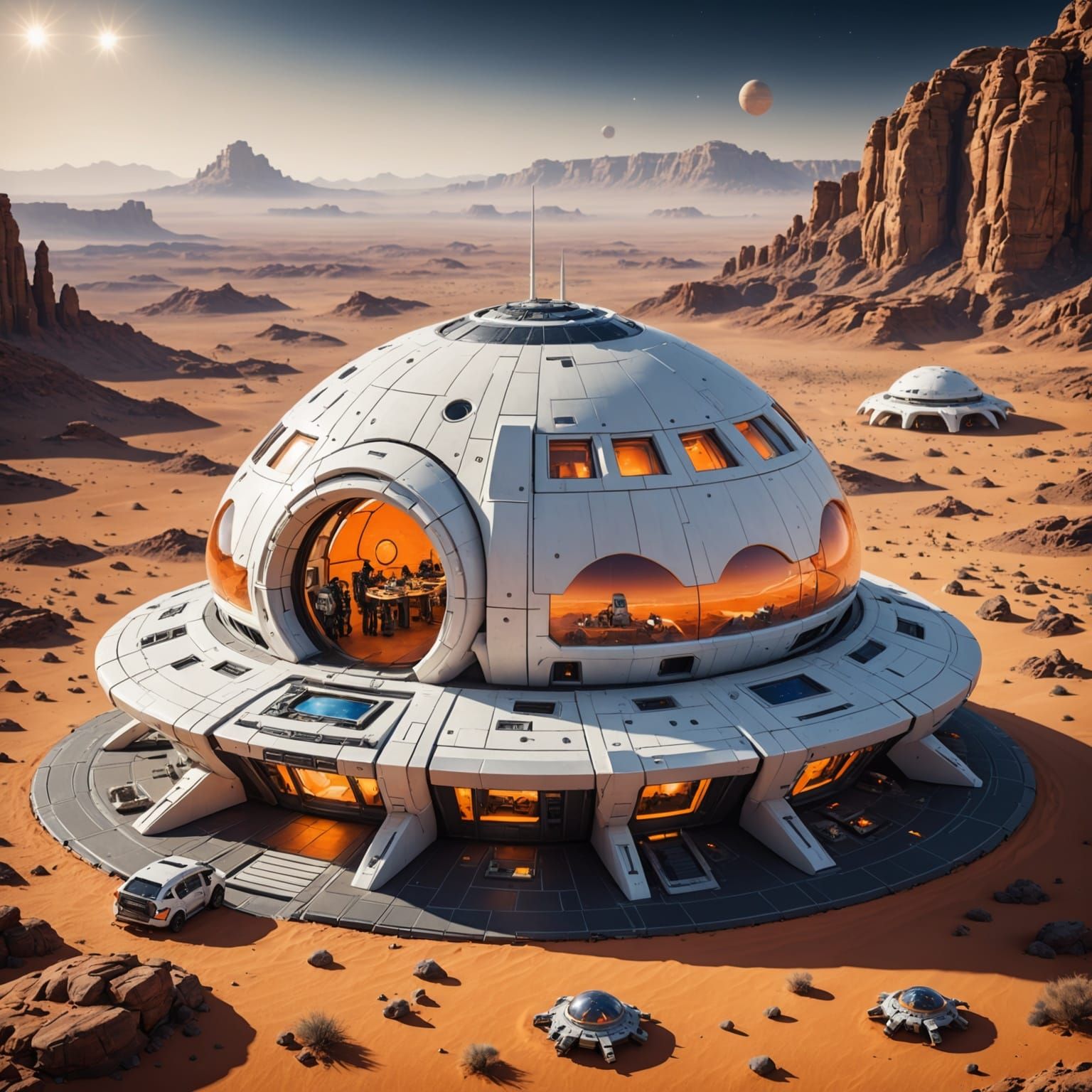 Mega Alien Space Base in Desert Landscape