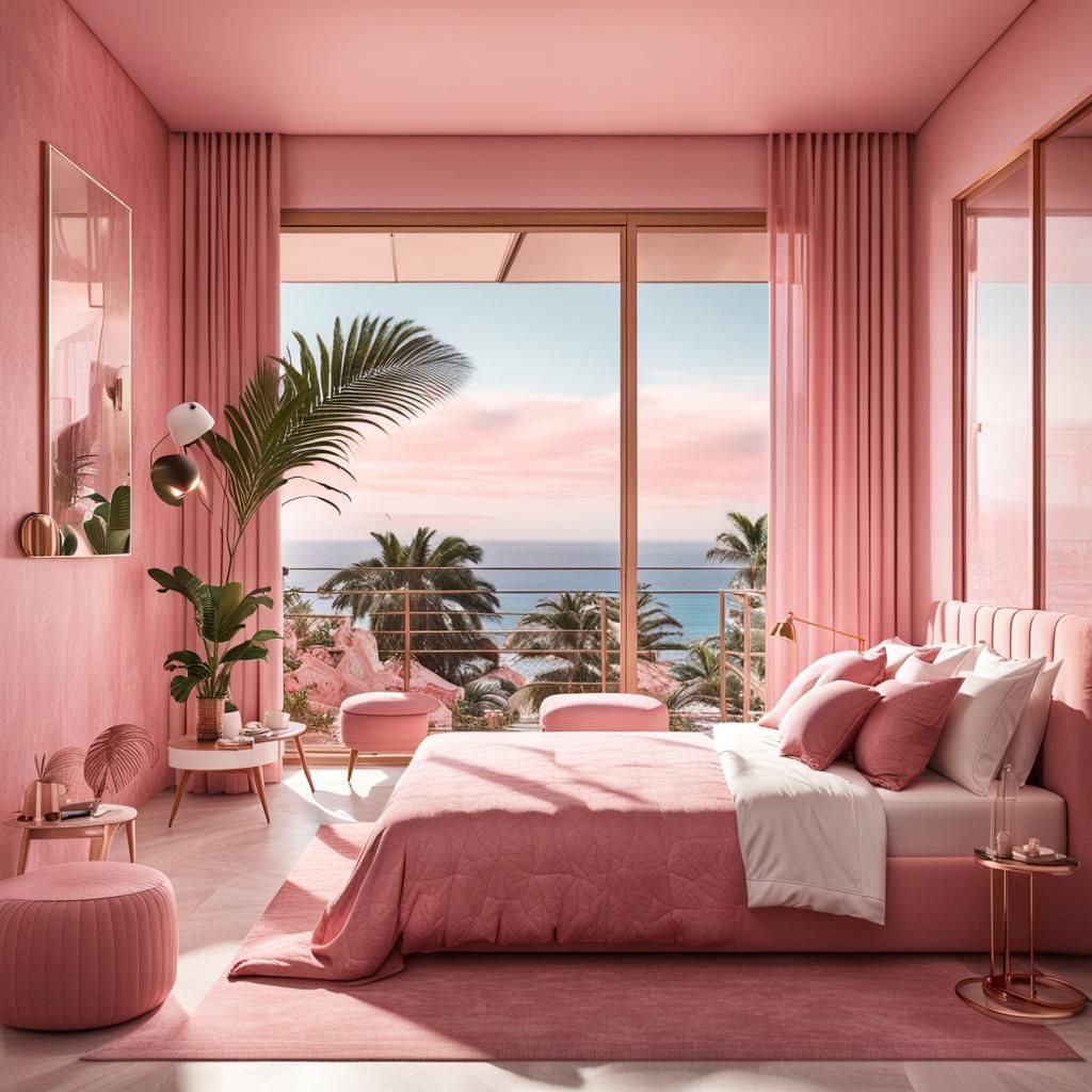 Modern Pink Room with Mallorca Sea View