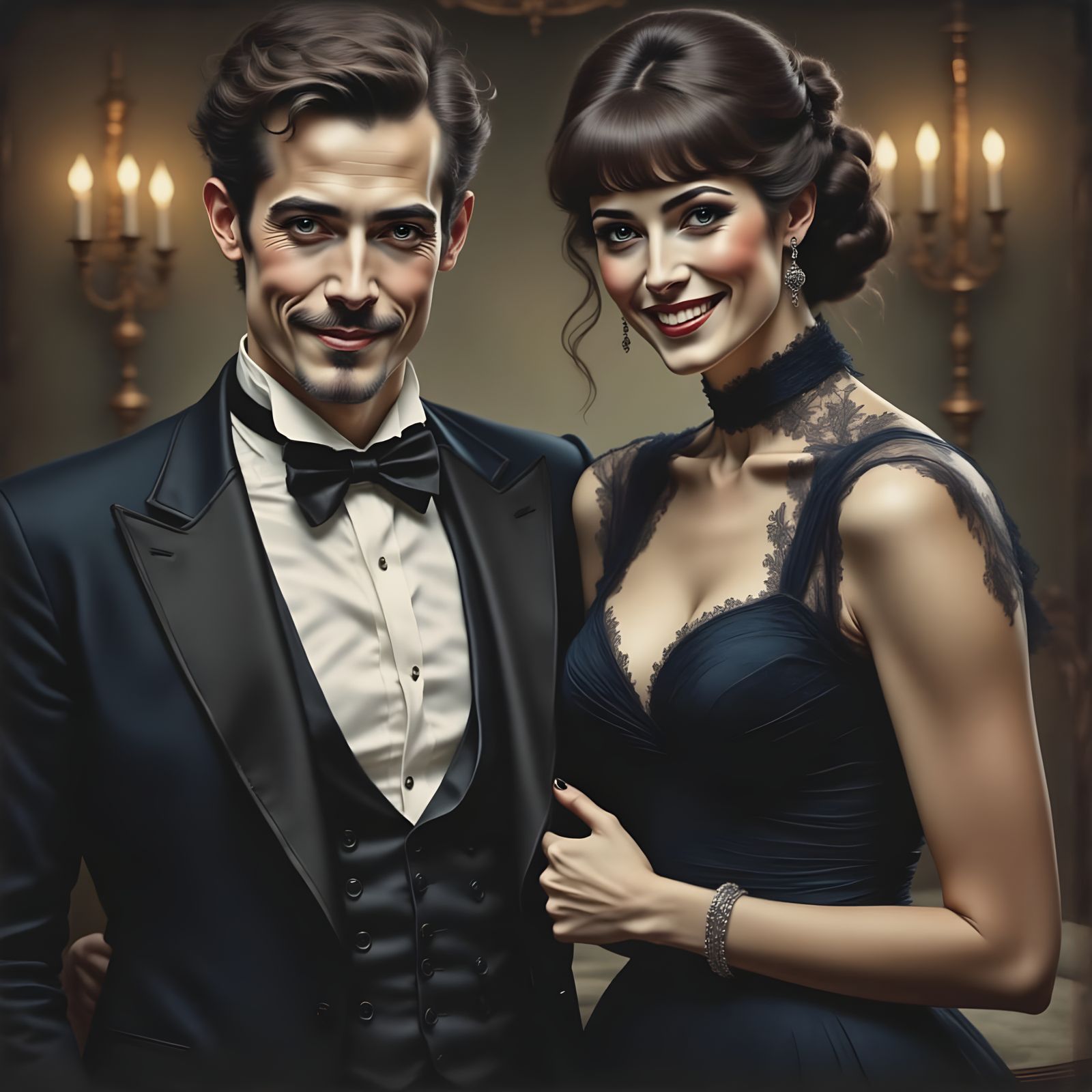 Middle-Aged Couple Poses in Elegant Attire