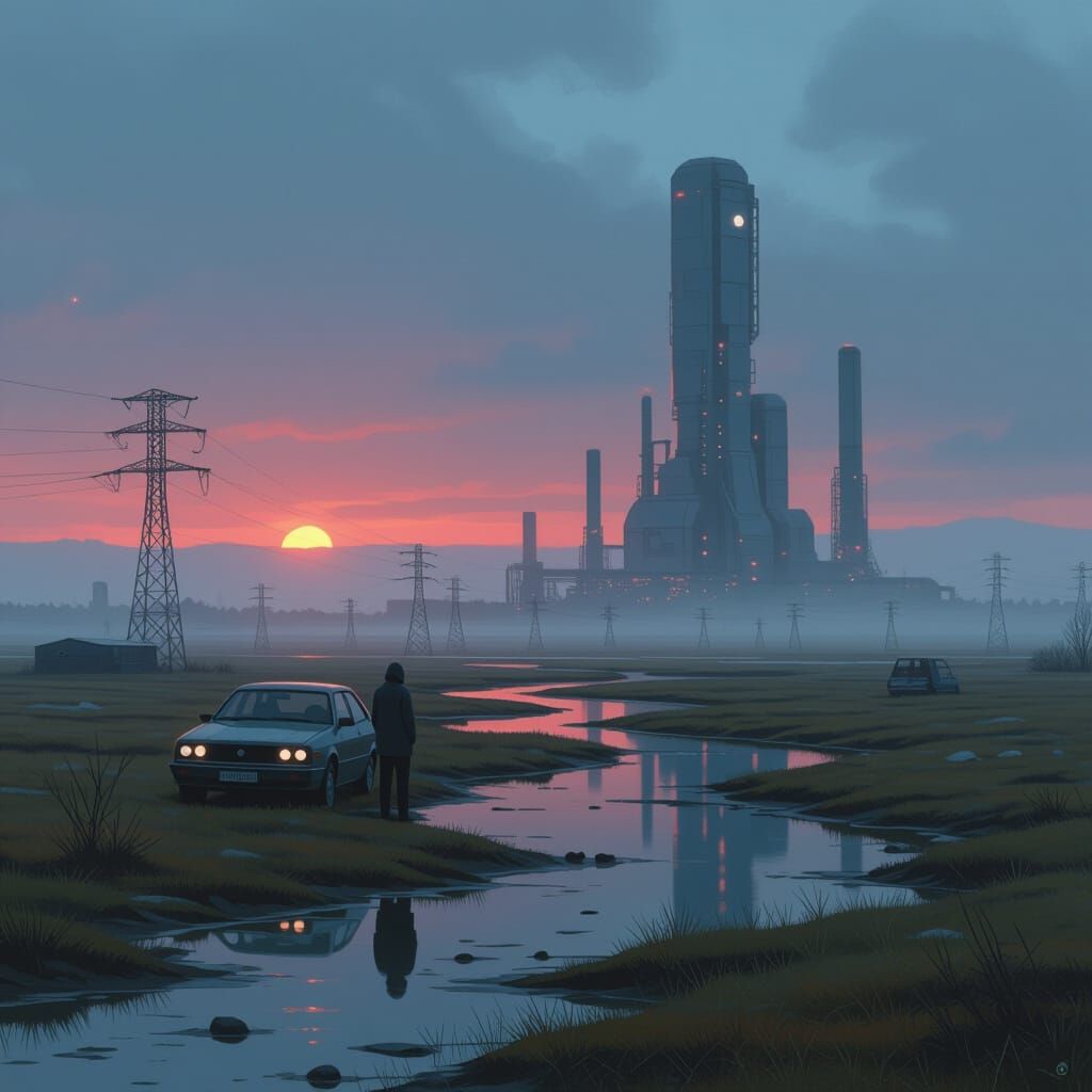 Dystopian Sci-Fi Landscape by Stålenhag