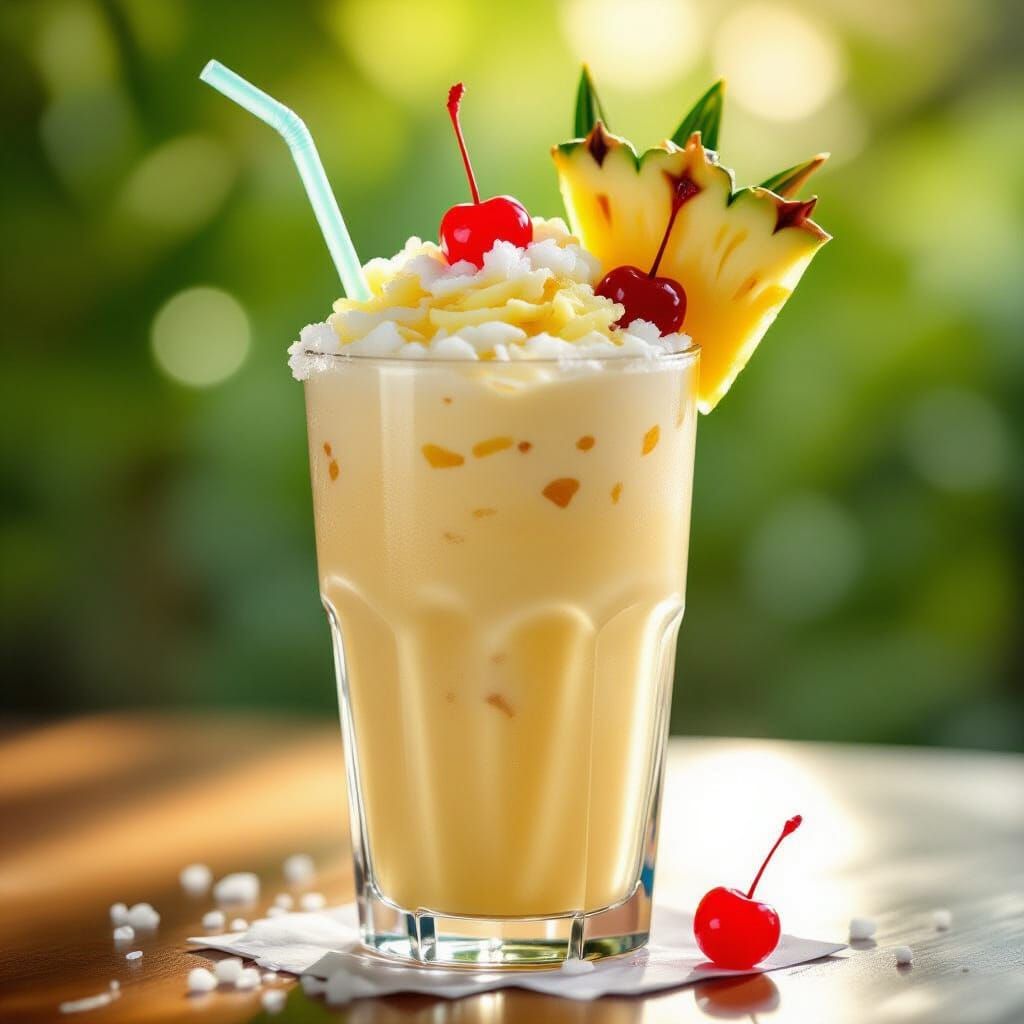 Refreshing Piña Colada in Tropical Light