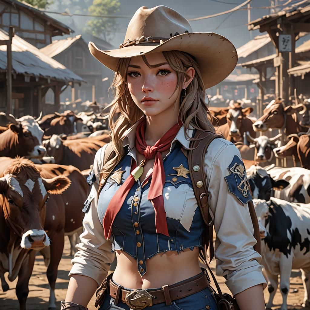 Cowgirl in 3D Anime Style